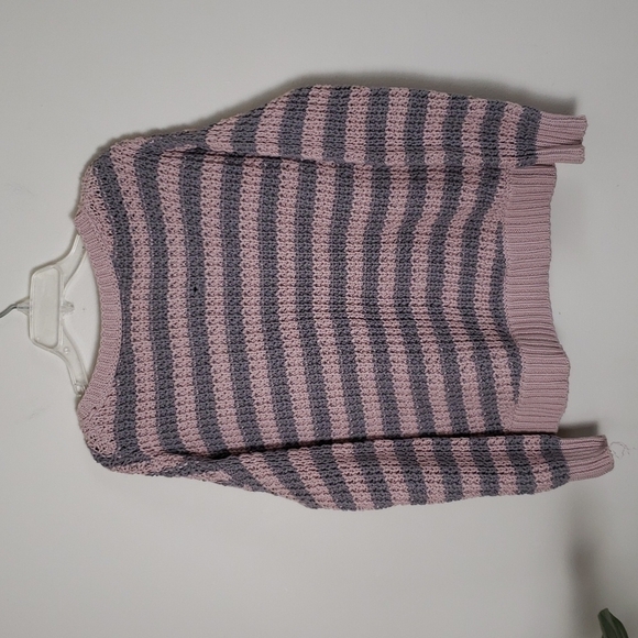 Free people pink agray chunky knit sweater, scoop neck, oversized womens size XS - Picture 6 of 7